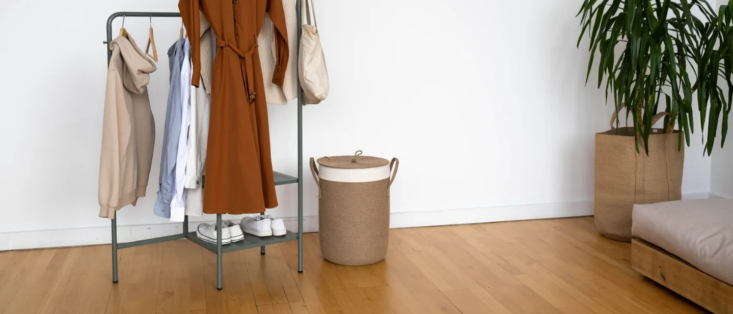 No-Drill Bedroom Closet Refresh: A Freestanding Rack and Fabric Storage