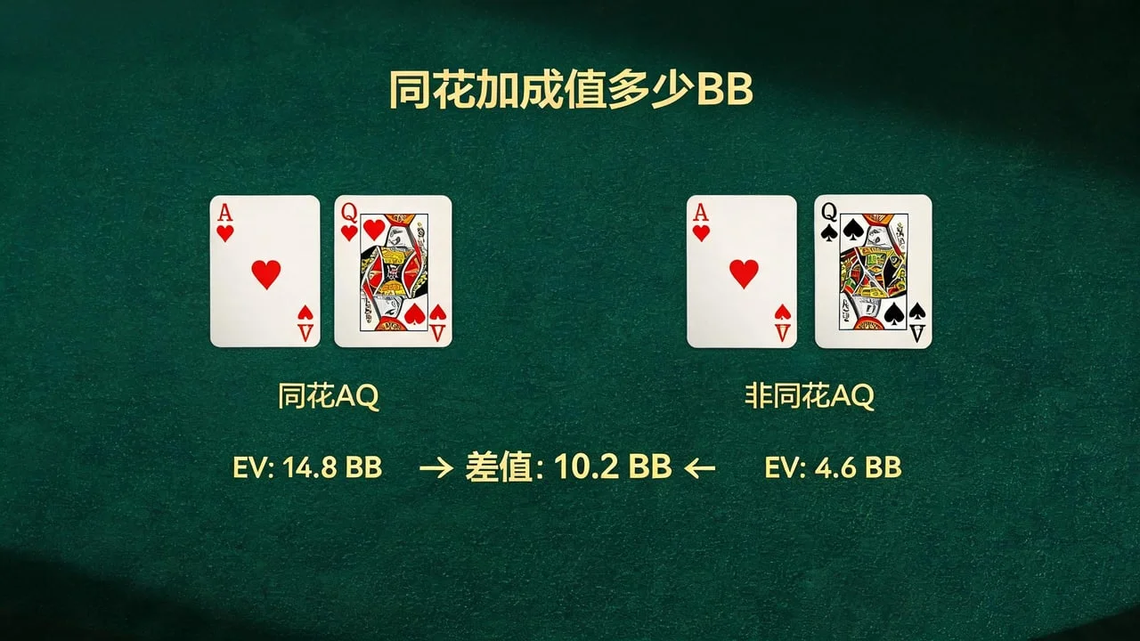 同花加成值多少BB?求解器数据揭开翻前手牌选择的真相