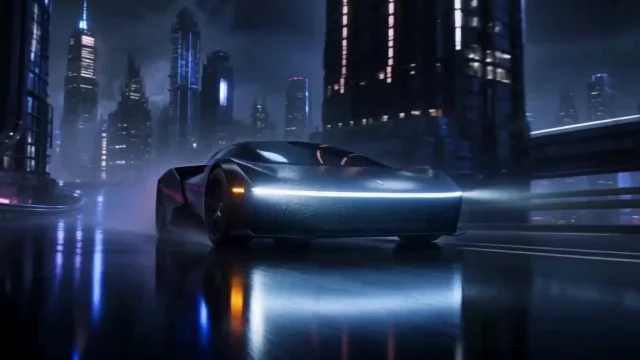 Neon-Rain Supercar Chase and Transform Flight