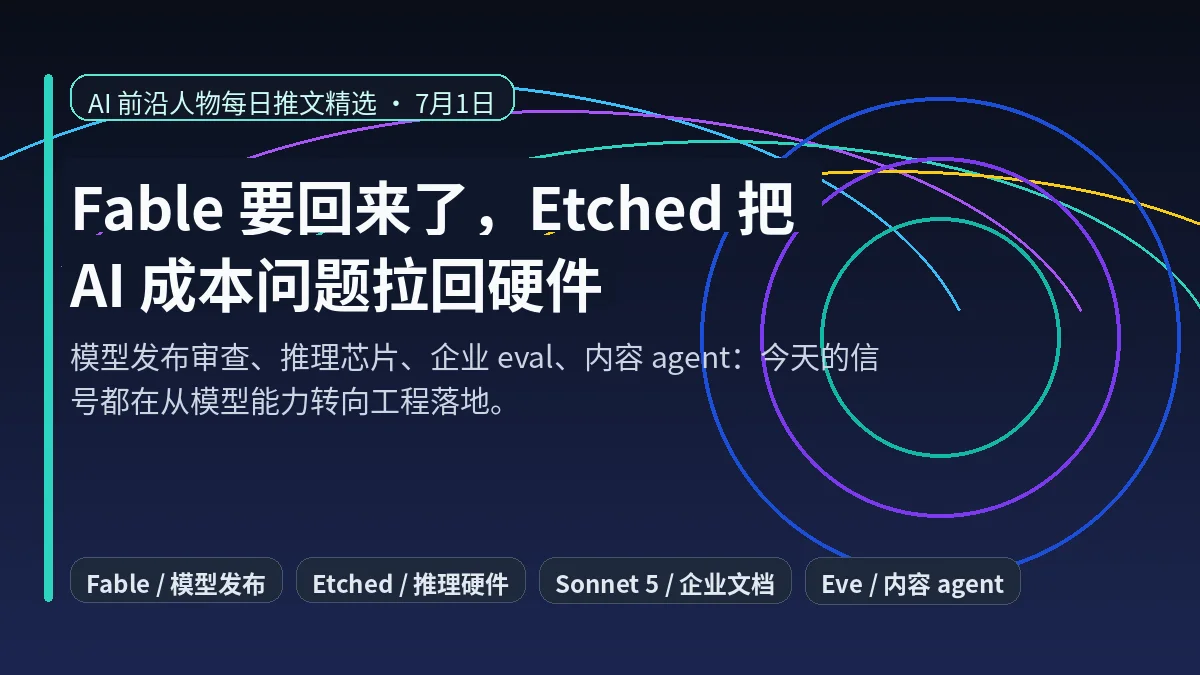 Fable 要回来了,Etched 把 AI 成本问题拉回硬件:7月1日精选