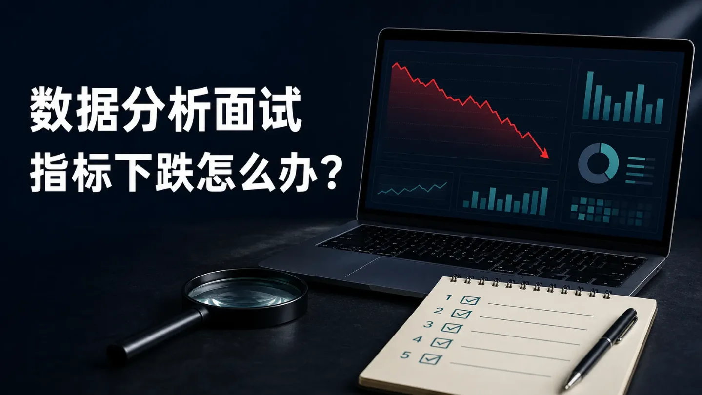 数据分析面试遇到指标下跌怎么办?5步从口径拆到行动,别一上来找原因