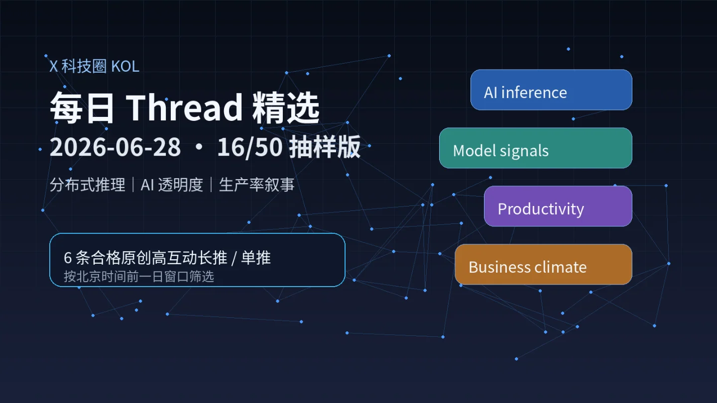 16/50 抽样版:2026-06-28 KOL Thread 精选,分布式推理、AI 透明度与生产率