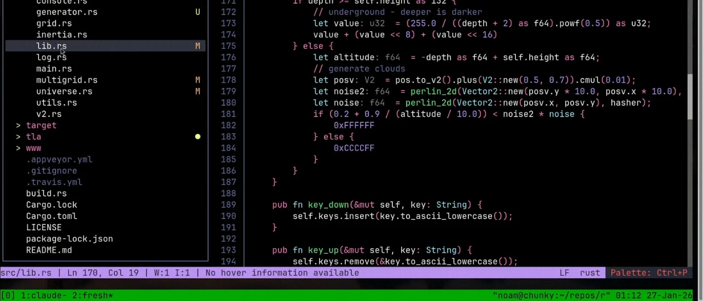 Fresh: the no-config Rust editor at #18 on GitHub Trending