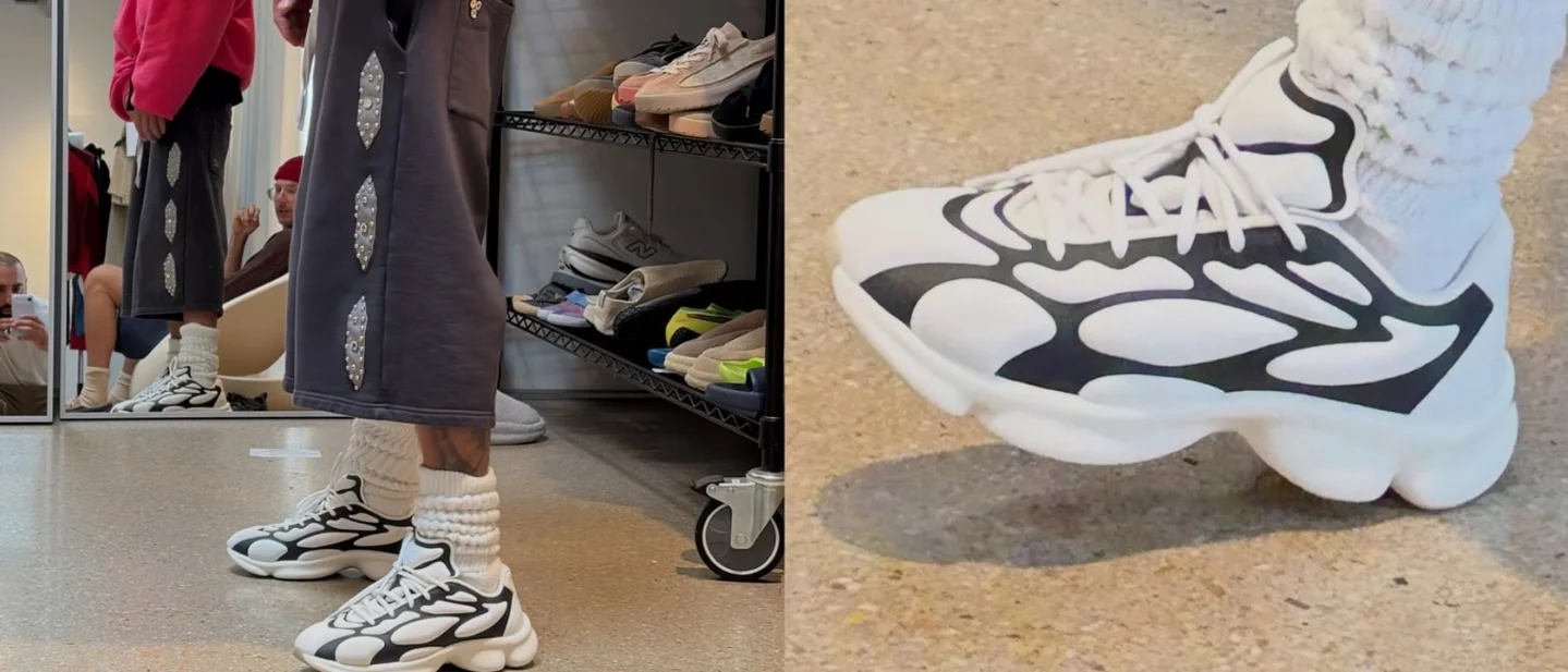 Justin Bieber pitches a SKYLRK phone while previewing a new sneaker