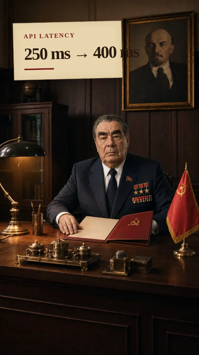 Brezhnev Audits My OKRs — Episode 13: The API Latency Softening Incident