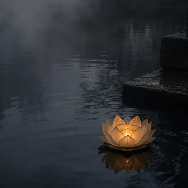 莲灯隔水