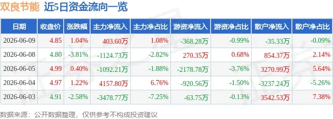 双良节能(600481)6月9日复盘:盘中刷新本轮新低4.66元后止跌,主力轻微翻正