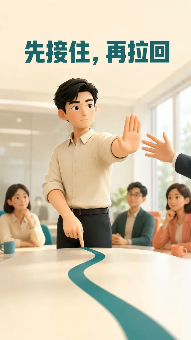 会议发言被打断，三步把话题拉回来