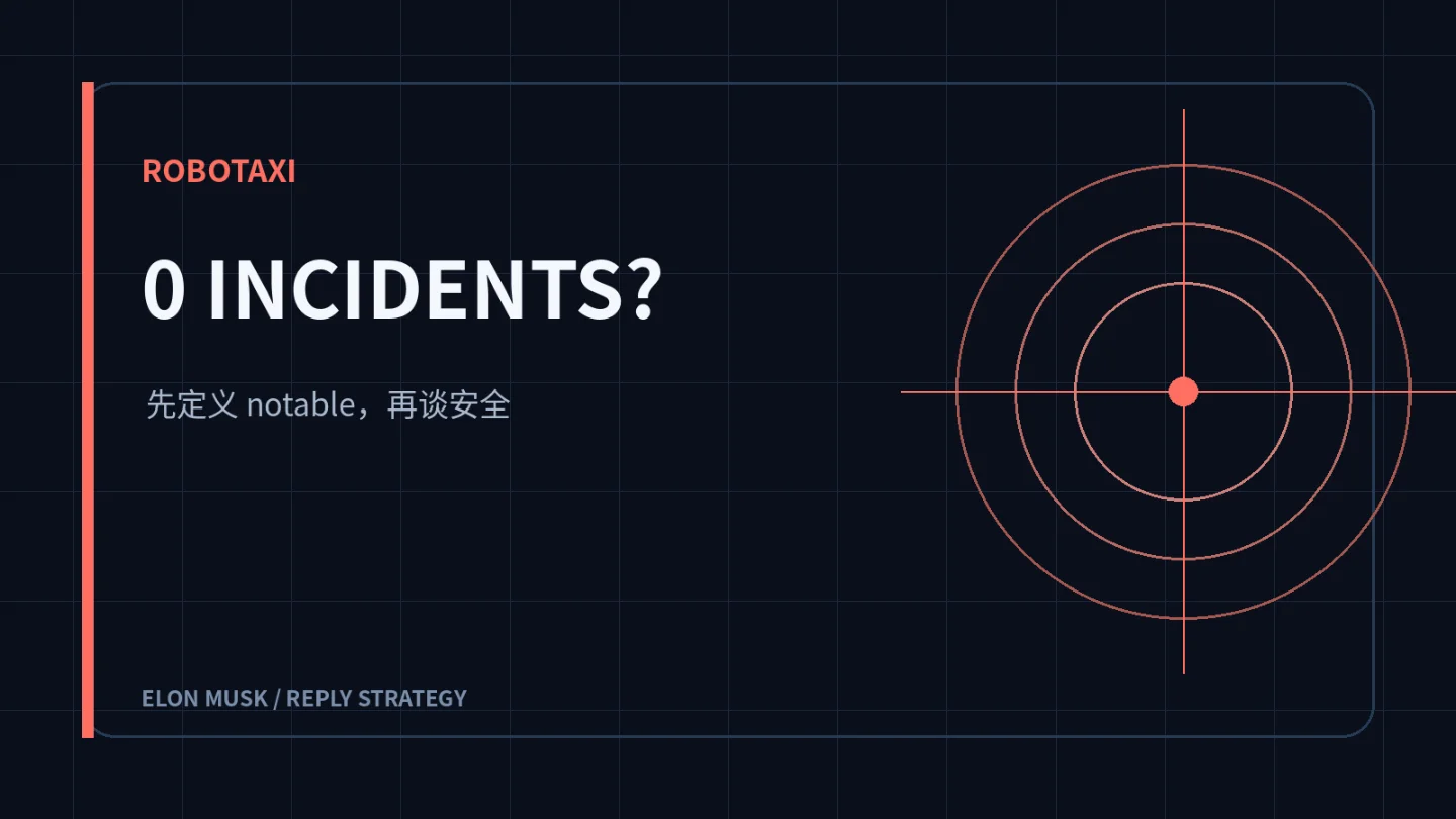 Elon 转推 Robotaxi「38 万英里零重大事件」:先问清 incident 口径