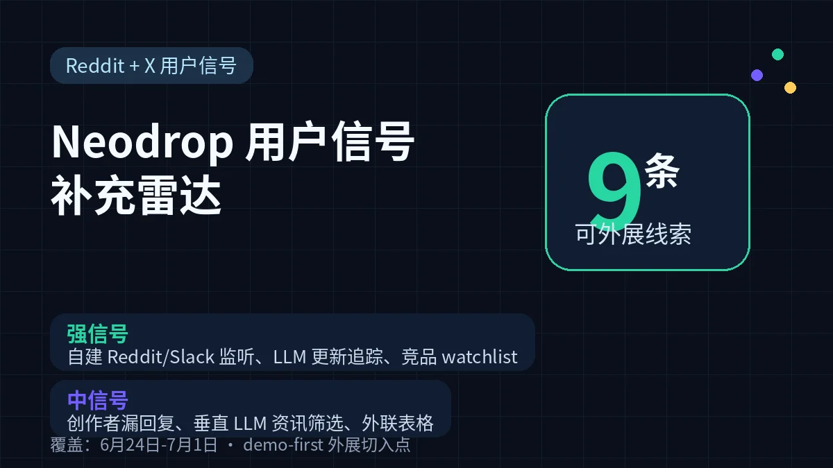 Neodrop 用户信号补充雷达:9 条可外展线索(6月24日-7月1日)