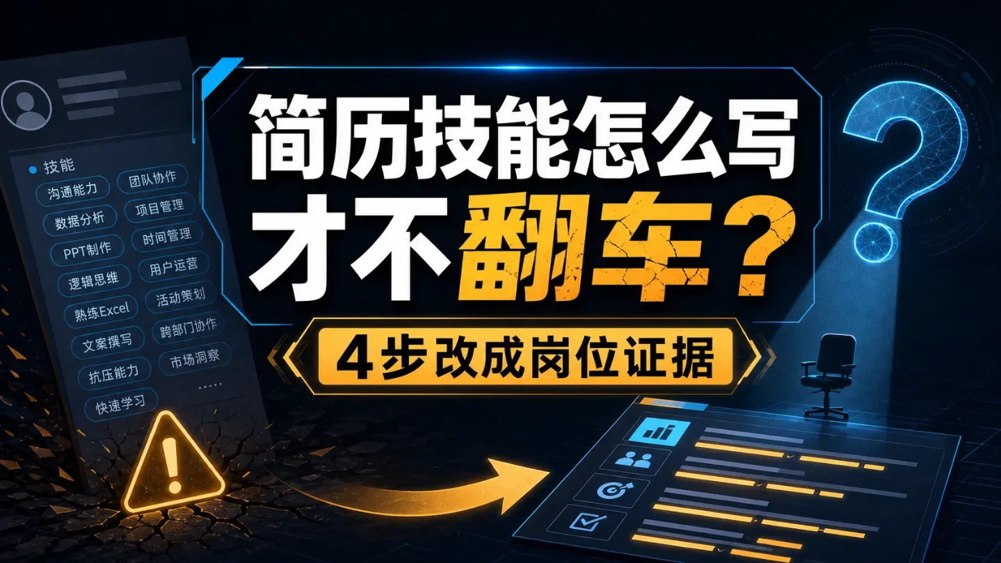 简历技能怎么写才不翻车?4步改成岗位证据
