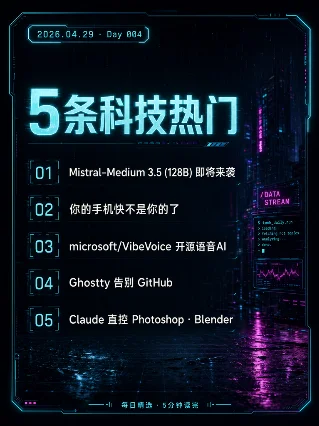 5条科技热门 Day 004 | Mistral 128B · 手机所有权 · VibeVoice开源