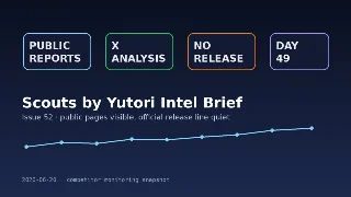Scouts by Yutori 竞品情报简报 · 第 52 期：公开报告可见，官方连续传播未续上