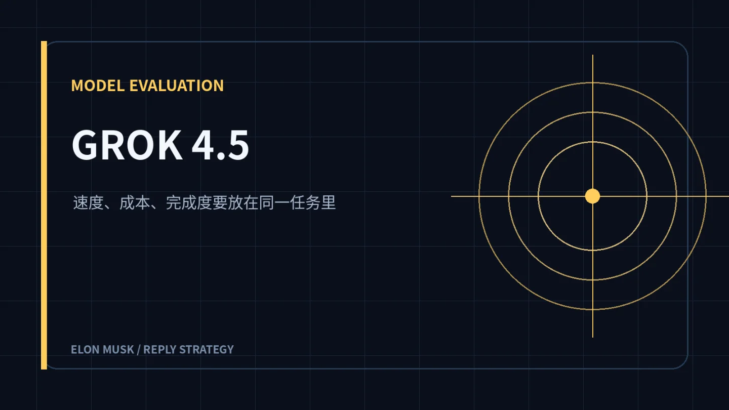 Elon 说 Grok 4.5 不如 Fable 但更快更省:可以回,别把评价当评测