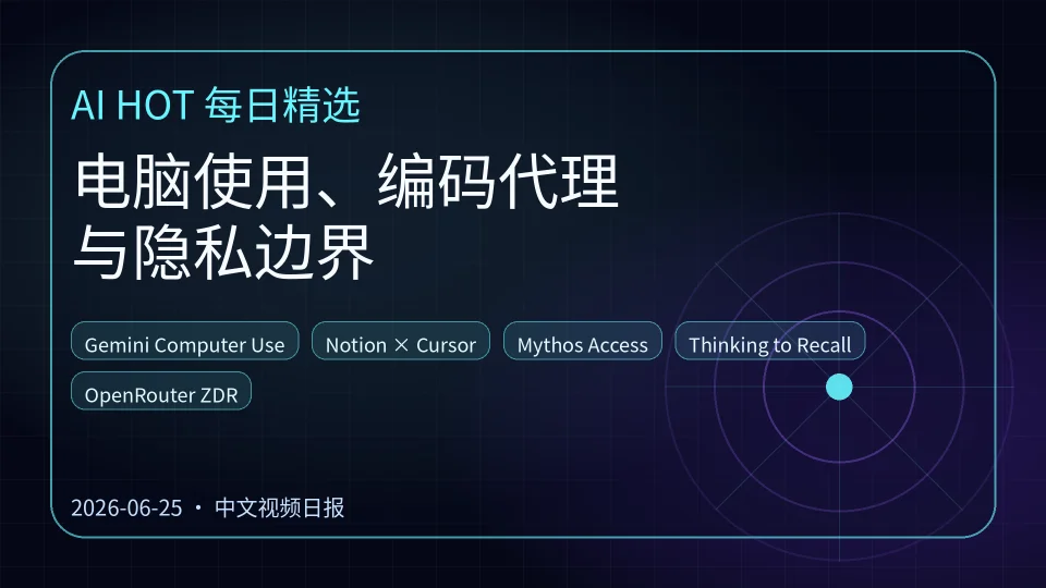 AI HOT 每日精选：电脑使用、编码代理与隐私边界