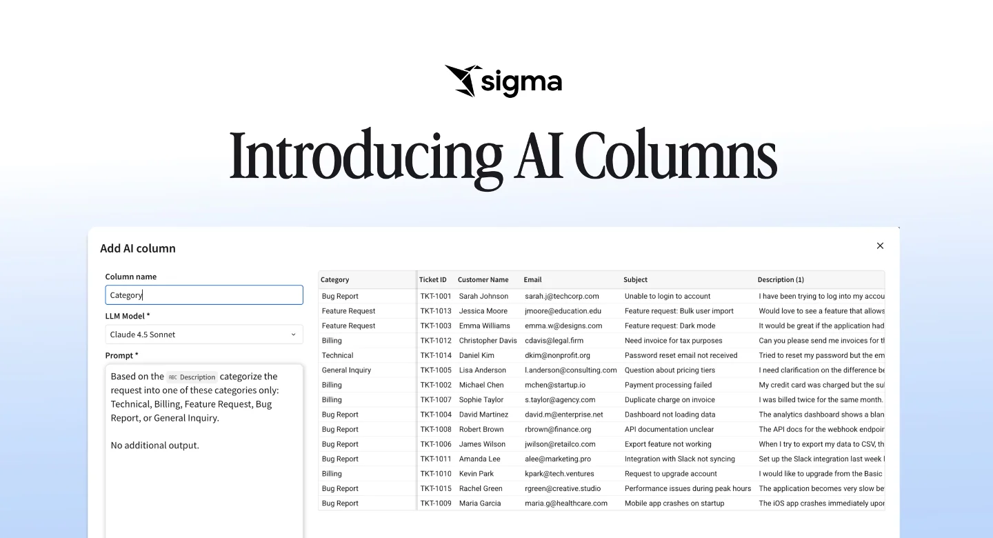 Sigma AI Columns 的巧思:把提示词放进表格,而不是聊天框