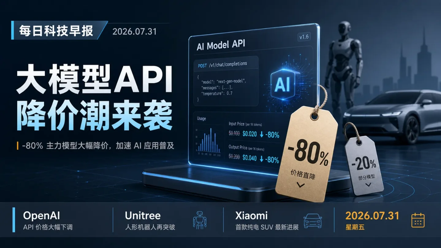 7月31日科技前沿速报|OpenAI降价、宇树申购与小米澎程发布成主线