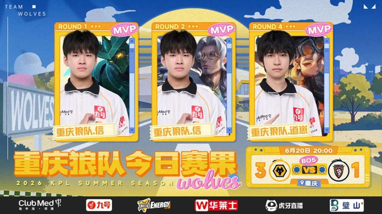 狼队 3:1 DYG:信连拿墨子鲁班大师MVP,方羽马超首秀扳回,道崽蚩奼收掉首胜