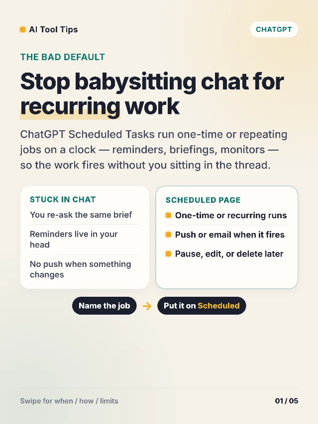 ChatGPT Scheduled Tasks: stop babysitting recurring work