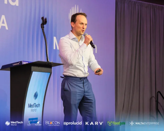 Victor Suturin pitching Celluleaf at MedTech World North America 2026