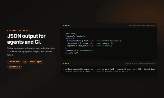 Paybond CLI JSON output