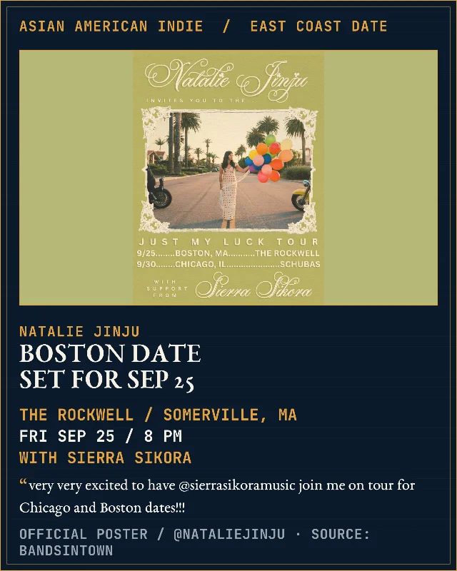 Natalie Jinju sets a Boston date for September 25