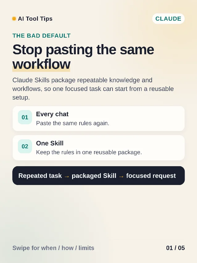 Claude Skills: stop pasting the same workflow