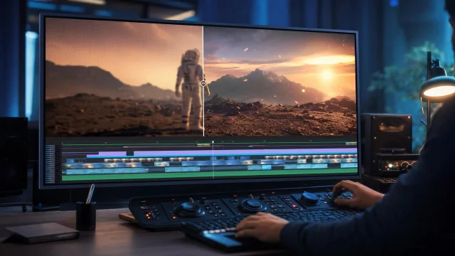 Layered AI video editing timeline