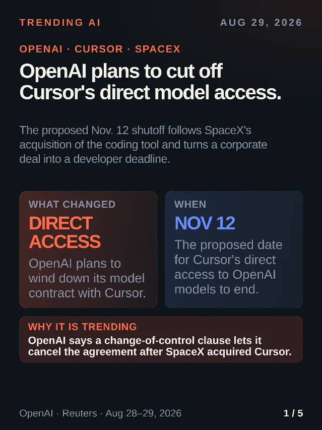 OpenAI plans to cut off Cursor’s direct model access