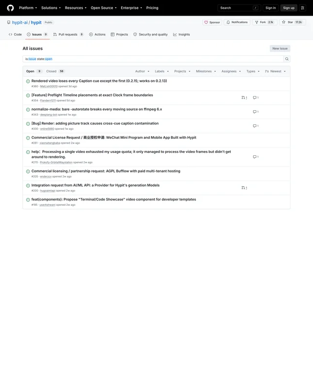 hypit-ai/hypit 的 issue 列表页