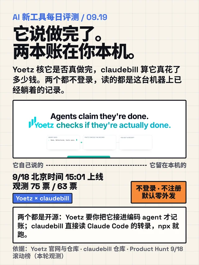 Yoetz 与 claudebill：做完没、花了多少