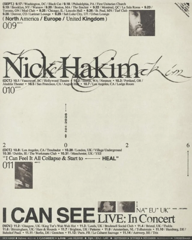 Nick Hakim tour poster for the I Can See album cycle