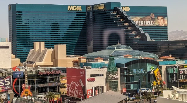 MGM Grand Hotel exterior view from Park MGM, representing the MGM Resorts gift card stacking opportunity