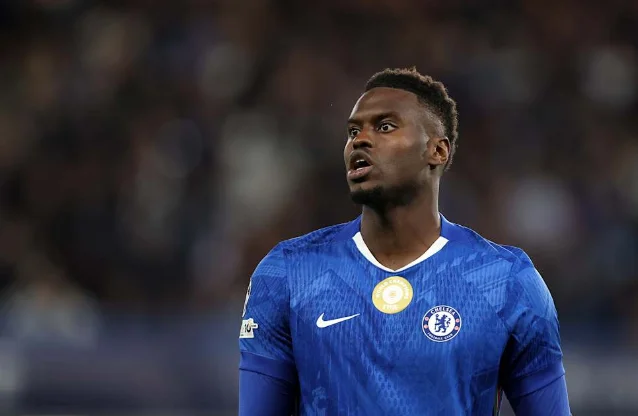 Benoit Badiashile in a Chelsea shirt