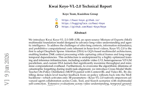 Keye-VL-2.0 论文封面
