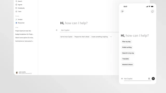 Microsoft 365 Copilot interface