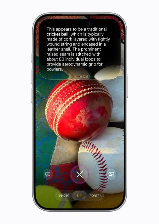 Siri AI in camera mode, iPhone 17 Pro