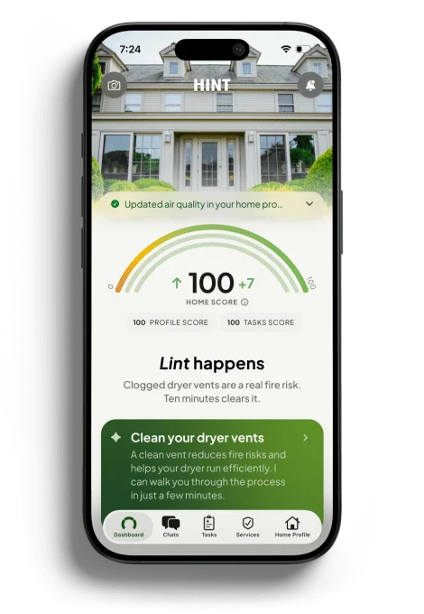 Hint's home-management dashboard on an iPhone