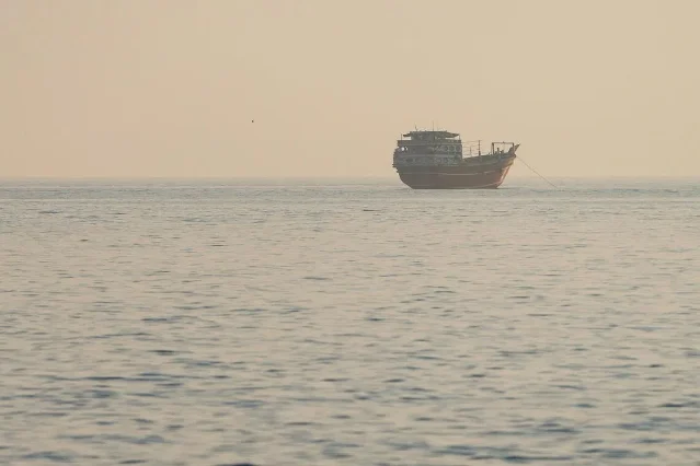 A vessel in the Strait of Hormuz near the Omani coast