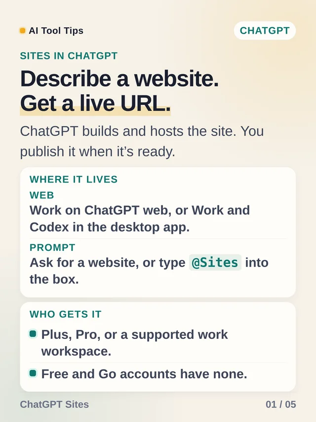 Describe a website. Get a live URL.