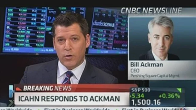 Ackman and Icahn during their famous CNBC on-air confrontation, January 25, 2013