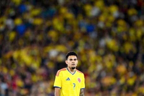 Colombia's Luis Díaz celebrates a goal for Bayern Munich, 2025-26 season