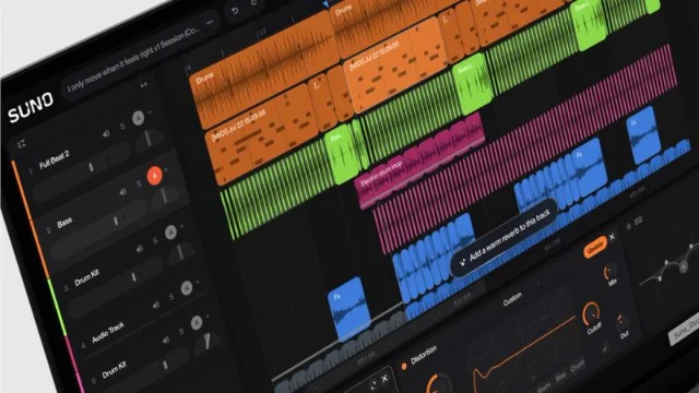 Suno music creation interface showing audio waveforms and prompt adjustment tools