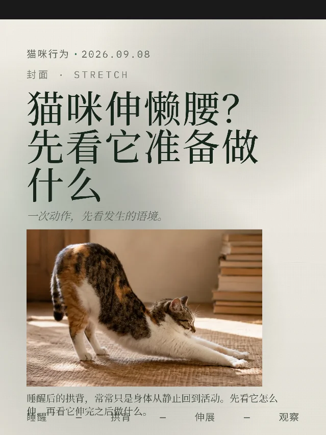 猫咪伸懒腰？先看它准备做什么
