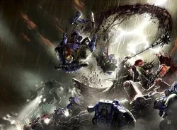 Lorgar and Angron stand together against the Ultramarines during the purge of Nuceria
