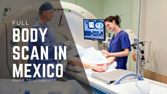 A patient lies on an MRI table while two clinicians monitor the scan