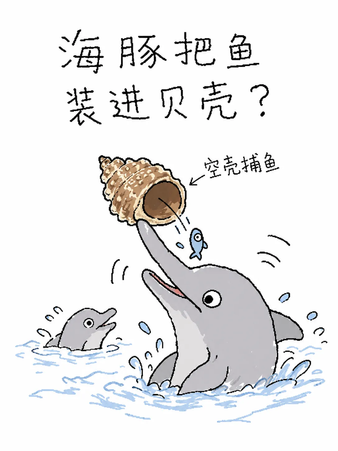 海豚把鱼装进贝壳？