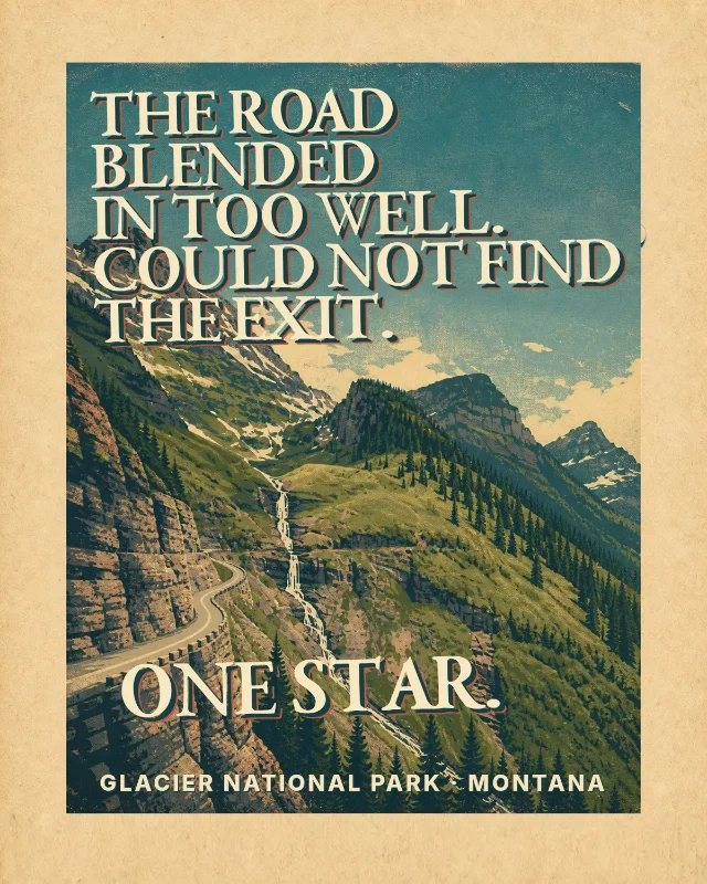 The road blended in too well. Could not find the exit. One star.