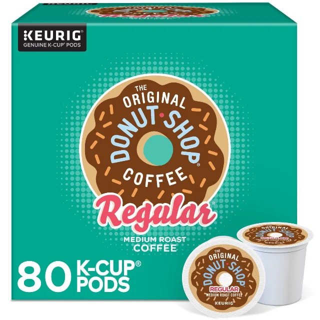 A blue 80-count box of The Original Donut Shop medium-roast K-Cup pods.