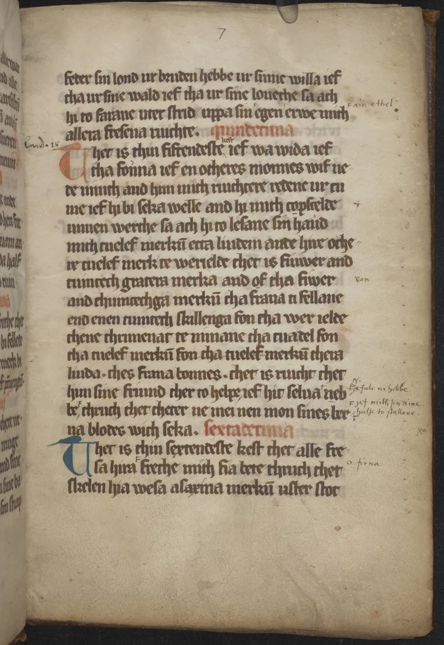 A page from the Second Hunsingo Codex, a manuscript witness to Old Frisian legal writing